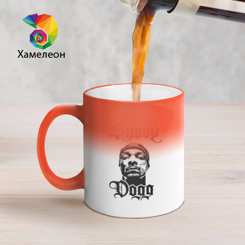 Кружка хамелеон Snoop Dogg, цвет белый + красный - фото 5