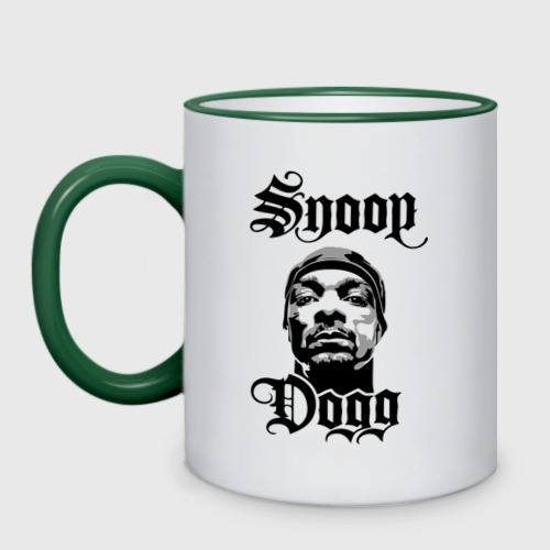 Кружка двухцветная с принтом Snoop Dogg, вид спереди #2