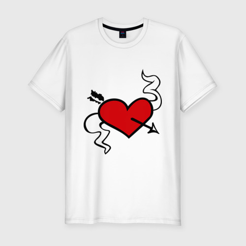 Мужская футболка хлопок Slim Влюбленное сердце, цвет белый