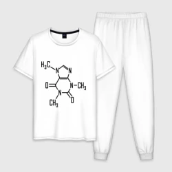 Мужская пижама с белой футболкой хлопок Кофеин формула