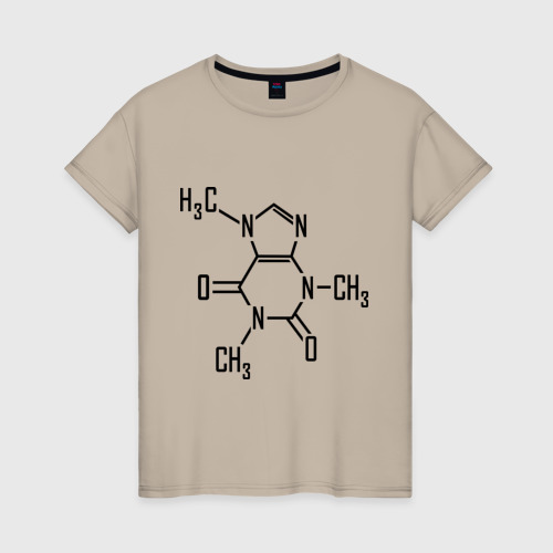 Женская футболка хлопок Кофеин формула, цвет миндальный