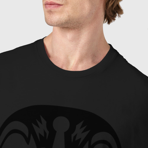 Мужская футболка хлопок Узорчатый череп, цвет черный - фото 6