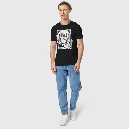 Мужская футболка хлопок Аниме позитив, цвет черный - фото 5
