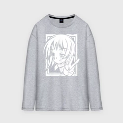 Женский лонгслив oversize хлопок Аниме позитив