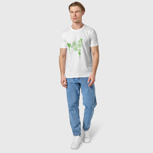 Мужская футболка хлопок Razer logo, цвет белый - фото 5