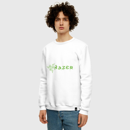 Мужской свитшот хлопок Razer, цвет белый - фото 3