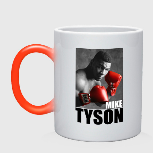 Кружка хамелеон с принтом Mike Tyson, вид спереди №1