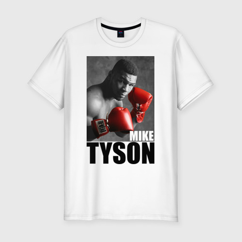 Мужская приталенная футболка из хлопка с принтом Mike Tyson, вид спереди №1