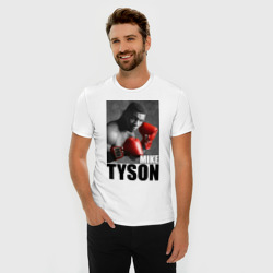Футболка из премиального хлопка с принтом Mike Tyson для мужчины, вид на модели спереди №2. Цвет основы: белый