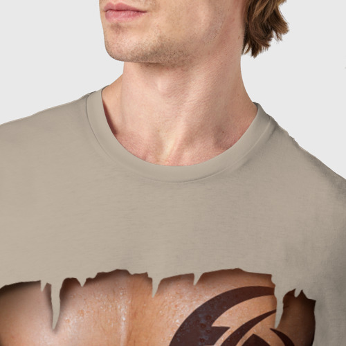 Мужская футболка хлопок Торс с тату, цвет миндальный - фото 6