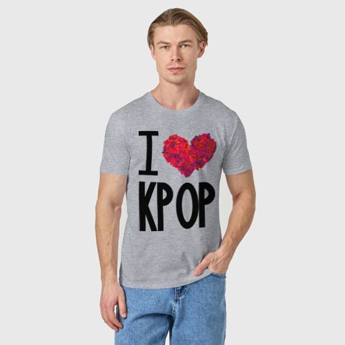 Мужская футболка хлопок I love kpop, цвет меланж - фото 3