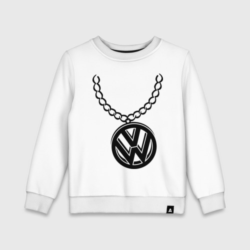 Детский свитшот хлопок VW медальон, цвет белый
