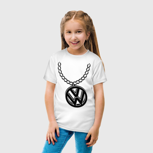 Детская футболка хлопок VW медальон, цвет белый - фото 5