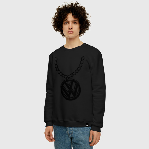 Мужской свитшот хлопок VW медальон, цвет черный - фото 3