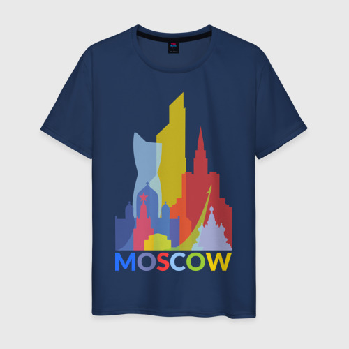 Мужская футболка хлопок Moscow Москва, цвет темно-синий