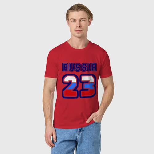 Мужская футболка хлопок Russia - 23 (Краснодарский край), цвет красный - фото 3
