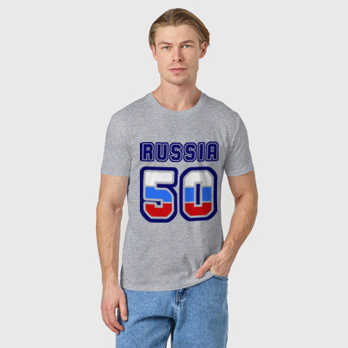 Мужская футболка хлопок Russia - 50 (Московская область), цвет меланж - фото 3