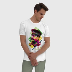 Мужская пижама с белой футболкой хлопок Сталин - фото 2