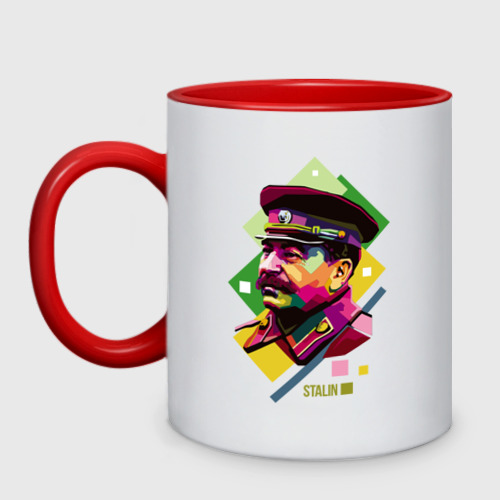 Кружка двухцветная Сталин, цвет белый + красный