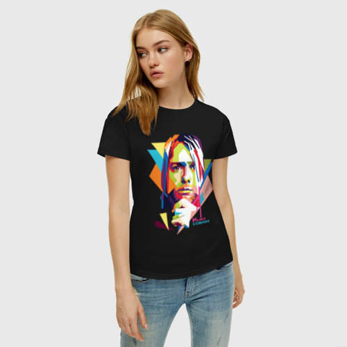 Женская футболка хлопок Kurt Cobain, цвет черный - фото 3