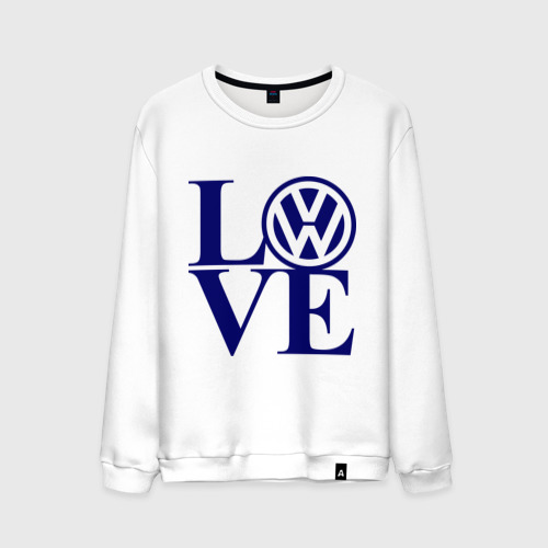 Мужской свитшот хлопок Volkswagen love, цвет белый