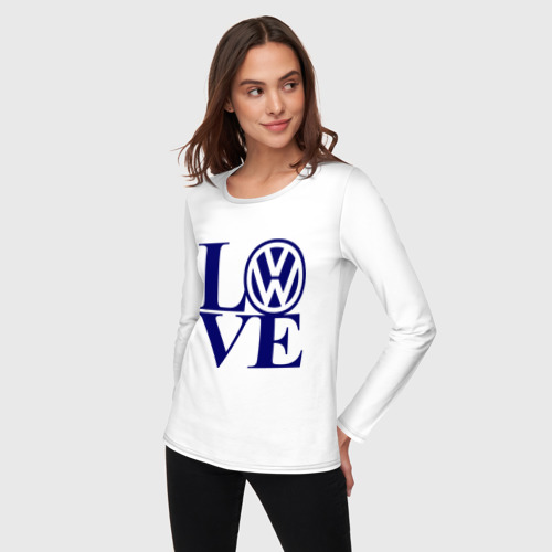 Женский лонгслив хлопок Volkswagen love, цвет белый - фото 3