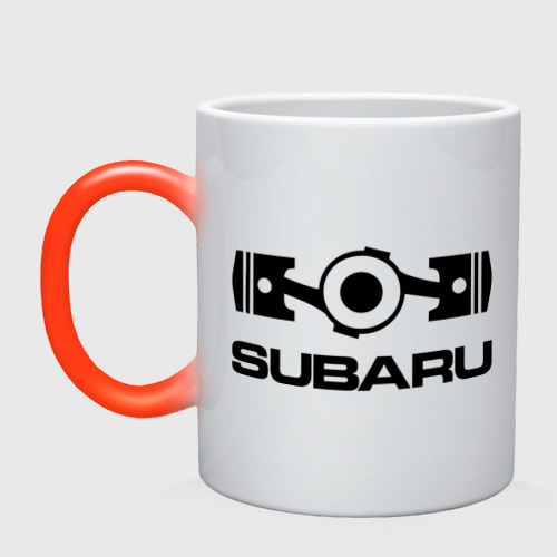 Кружка хамелеон Subaru, цвет белый + красный