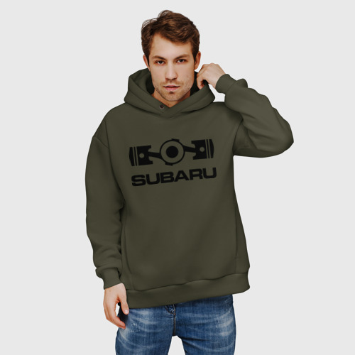 Мужское худи Oversize хлопок Subaru, цвет хаки - фото 3