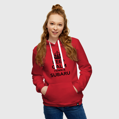 Женская толстовка хлопок Subaru, цвет красный - фото 3