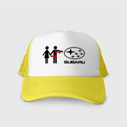 Кепка тракер с сеткой I love Subaru