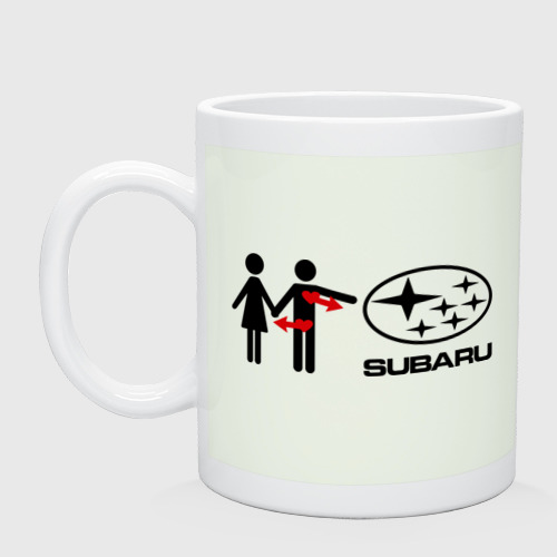 Кружка керамическая I love Subaru, цвет фосфор
