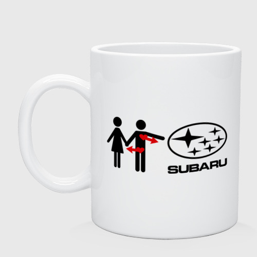 Кружка керамическая I love Subaru, цвет белый