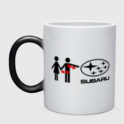 Кружка хамелеон I love Subaru