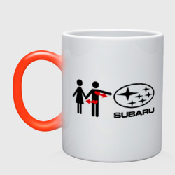 Кружка хамелеон I love Subaru