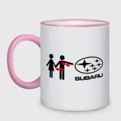 Кружка двухцветная I love Subaru