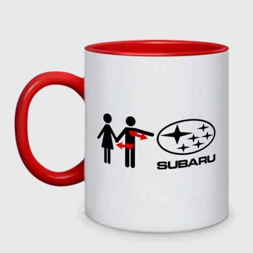 Кружка двухцветная I love Subaru