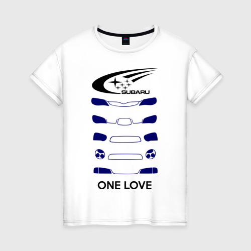 Женская футболка хлопок One love subaru, цвет белый