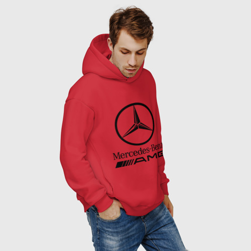 Мужское худи Oversize хлопок AMG, цвет красный - фото 7