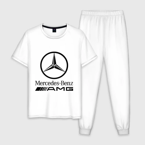 Мужская пижама с белой футболкой хлопок AMG
