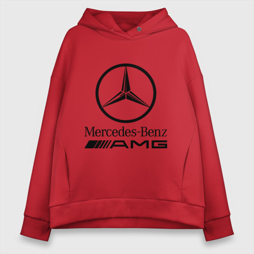 Женское худи Oversize хлопок AMG, цвет красный