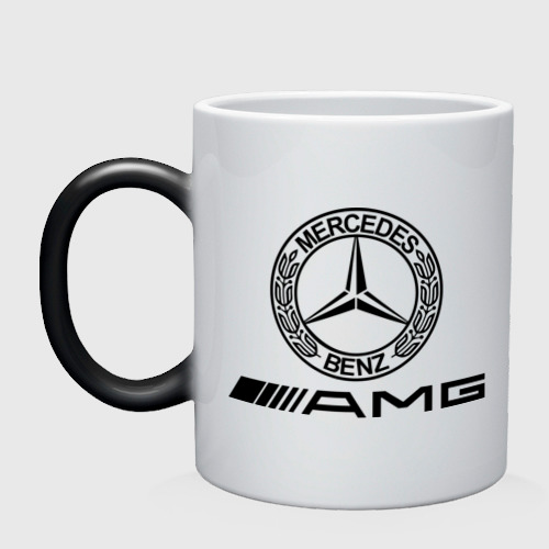 Кружка хамелеон AMG, цвет белый + черный