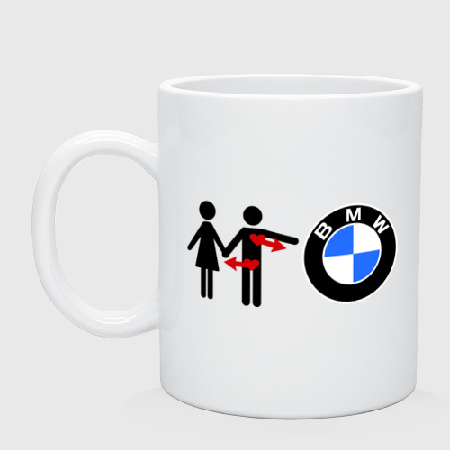 Кружка керамическая I love BMW, цвет белый