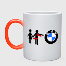 Кружка хамелеон I love BMW