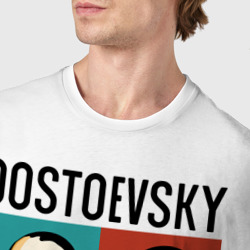 Футболка с принтом Достоевский для мужчины, вид на модели спереди №4. Цвет основы: белый