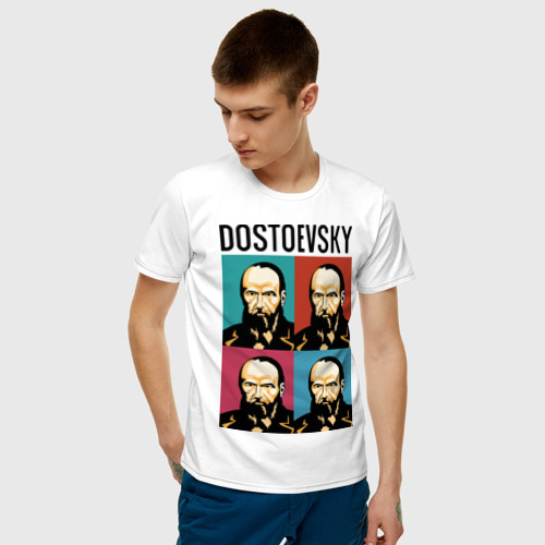 Мужская футболка хлопок Достоевский, цвет белый - фото 3