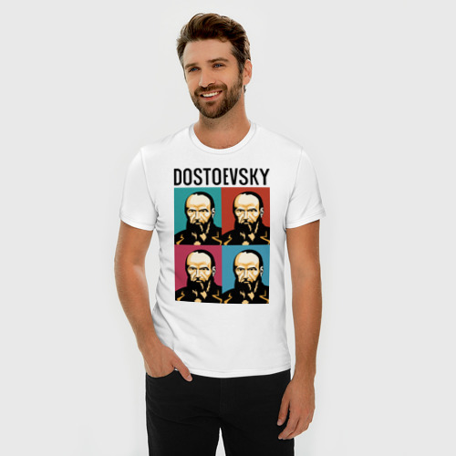 Мужская футболка хлопок Slim Достоевский, цвет белый - фото 3