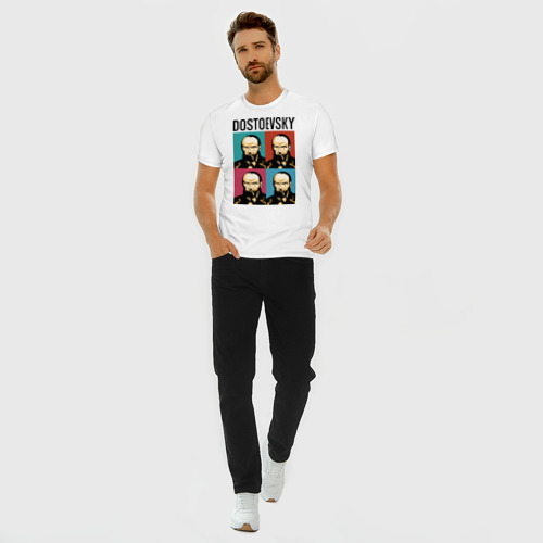 Мужская футболка хлопок Slim Достоевский, цвет белый - фото 5