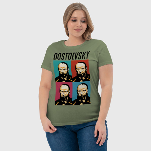 Женская футболка хлопок Достоевский, цвет авокадо - фото 6