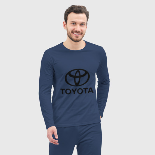 Мужская пижама с лонгсливом хлопок Toyota Logo, цвет темно-синий - фото 5