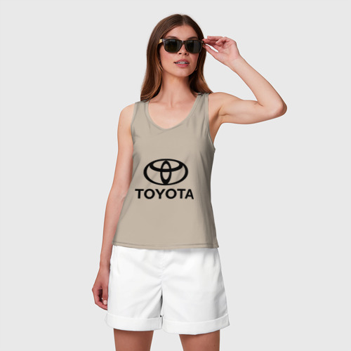 Женская майка хлопок Toyota Logo, цвет миндальный - фото 3